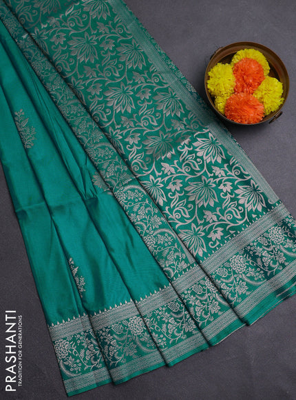 Teal Green Semi Soft Silk Saree