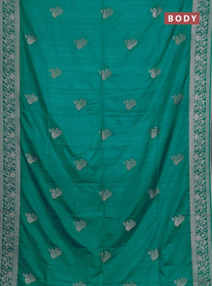 Teal Green Semi Soft Silk Saree