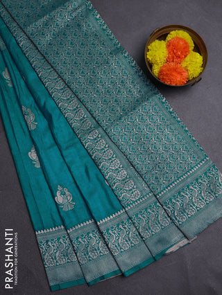 Teal Blue Semi Soft Silk Saree