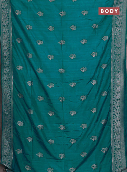Teal Blue Semi Soft Silk Saree
