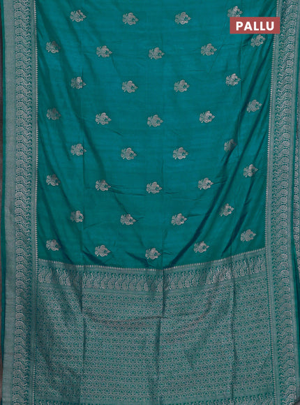Teal Blue Semi Soft Silk Saree