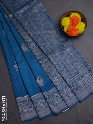 Peacock Blue Semi Soft Silk Saree