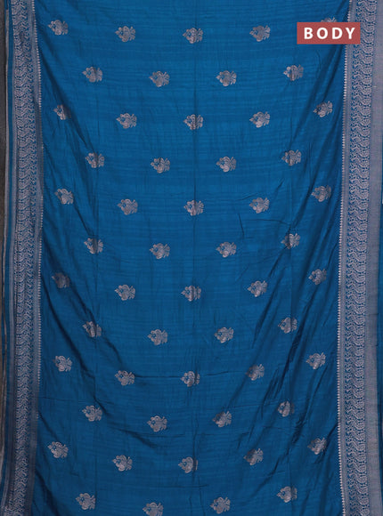Peacock Blue Semi Soft Silk Saree