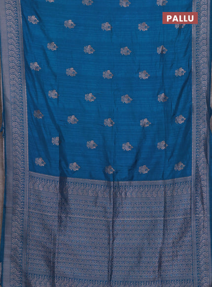 Peacock Blue Semi Soft Silk Saree