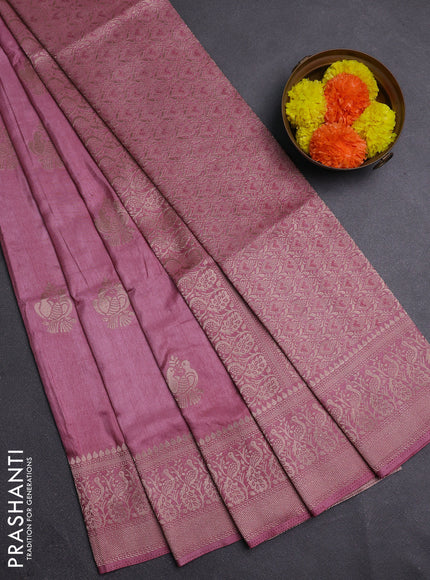 Mauve Pink Semi Soft Silk Saree