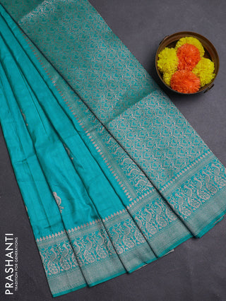 Teal Blue Semi Soft Silk Saree