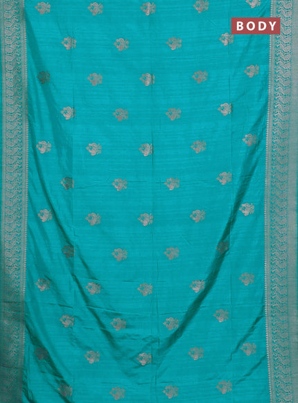 Teal Blue Semi Soft Silk Saree