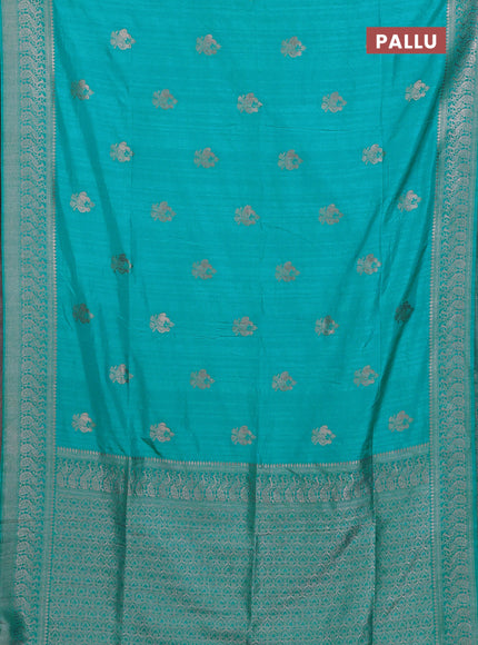 Teal Blue Semi Soft Silk Saree