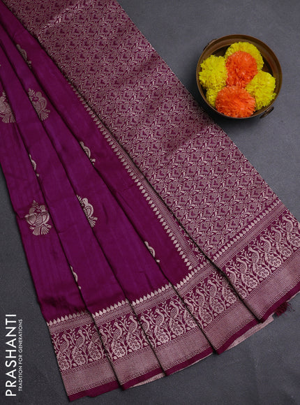 Wine Semi Soft Silk Saree