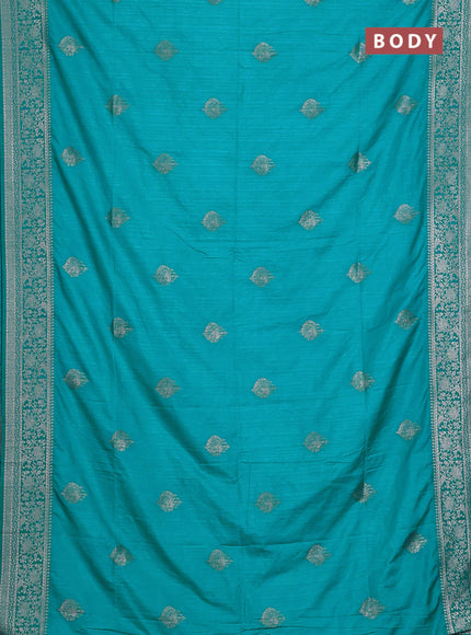 Teal Blue Semi Soft Silk Saree