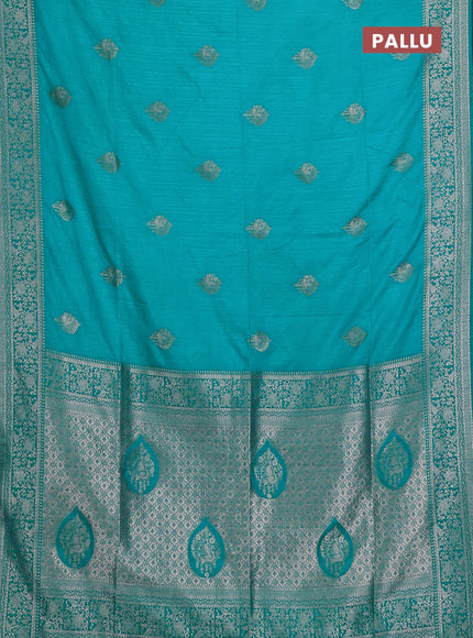 Teal Blue Semi Soft Silk Saree
