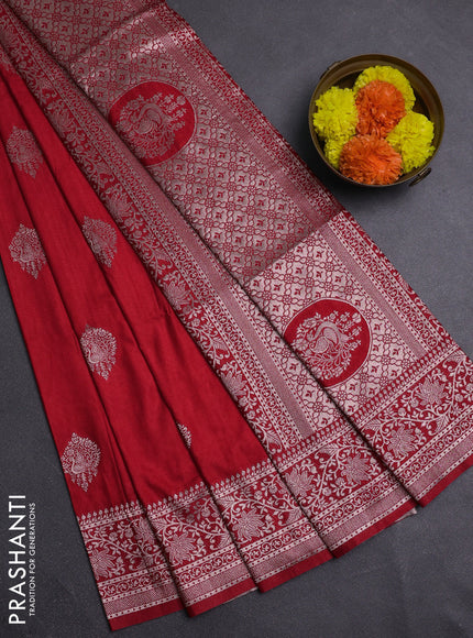 Red Semi Soft Silk Saree