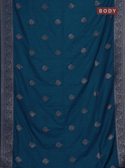 Peacock Blue Semi Soft Silk Saree