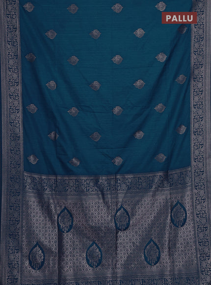 Peacock Blue Semi Soft Silk Saree