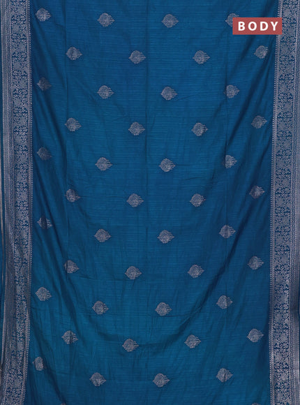 Peacock Blue Semi Soft Silk Saree