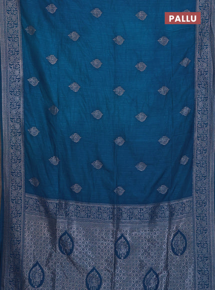 Peacock Blue Semi Soft Silk Saree