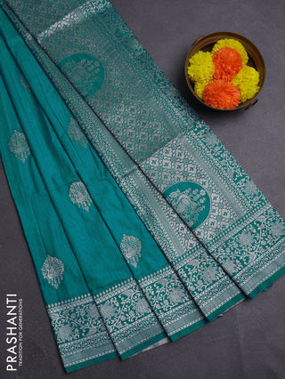 Teal Green Semi Soft Silk Saree