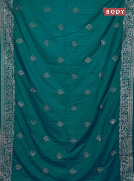 Teal Green Semi Soft Silk Saree