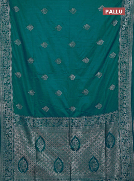 Teal Green Semi Soft Silk Saree