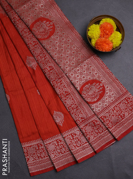Rust Semi Soft Silk Saree