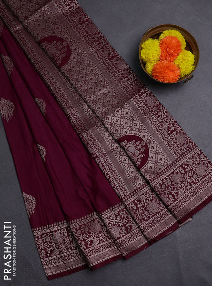Wine Semi Soft Silk Saree