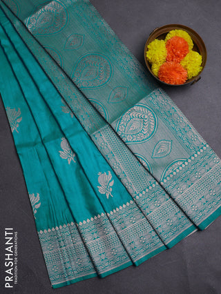 Teal Blue Semi Soft Silk Saree