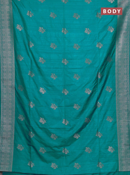 Teal Blue Semi Soft Silk Saree