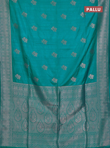 Teal Blue Semi Soft Silk Saree