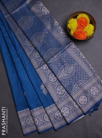 Peacock Blue Semi Soft Silk Saree
