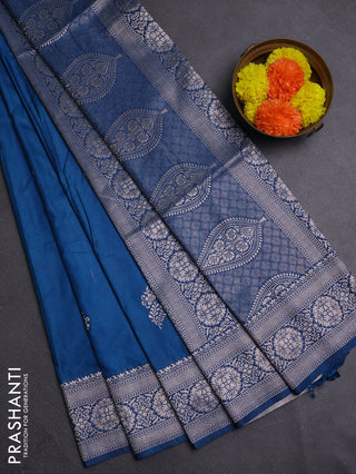 Peacock Blue Semi Soft Silk Saree