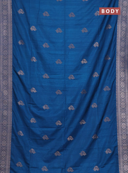 Peacock Blue Semi Soft Silk Saree