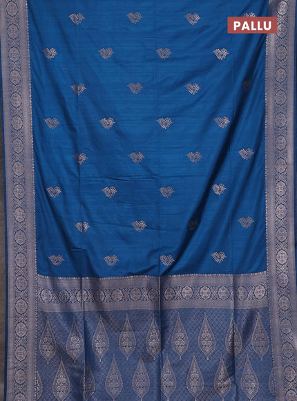Peacock Blue Semi Soft Silk Saree