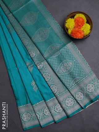 Teal Blue Semi Soft Silk Saree