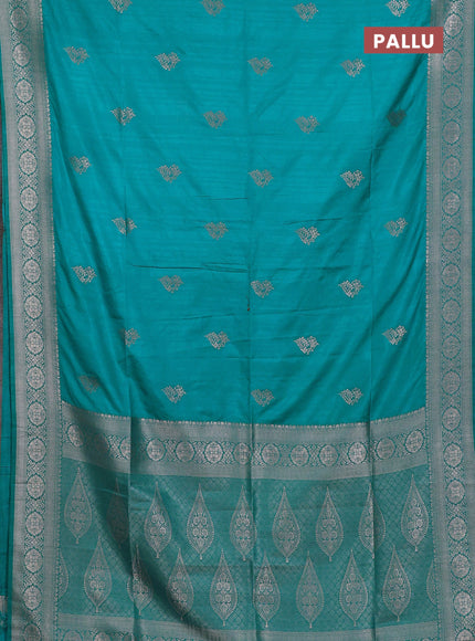 Teal Blue Semi Soft Silk Saree