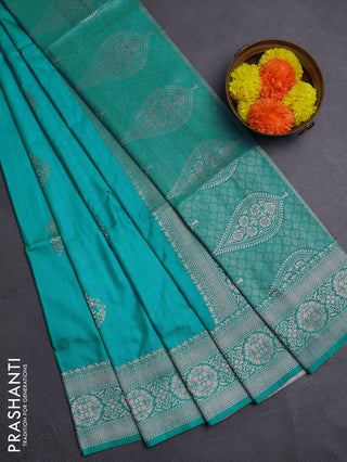 Teal Blue Semi Soft Silk Saree