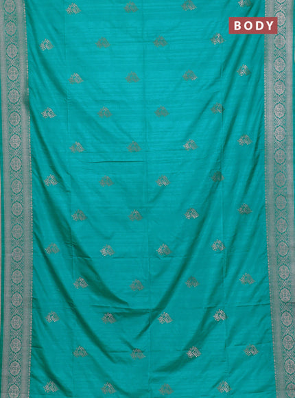 Teal Blue Semi Soft Silk Saree