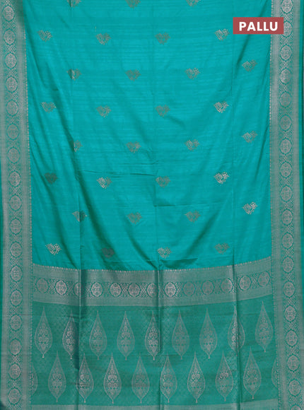 Teal Blue Semi Soft Silk Saree
