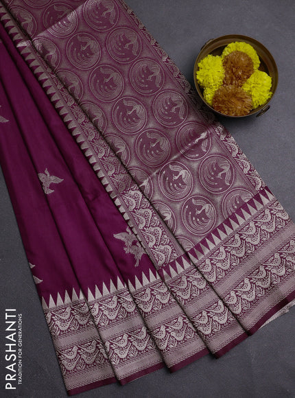 Wine Semi Soft Silk Saree