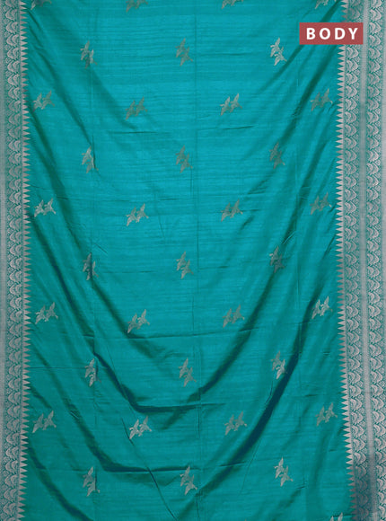 Teal Blue Semi Soft Silk Saree