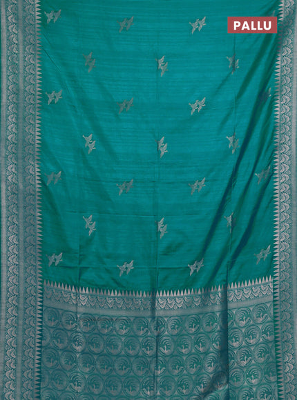 Teal Blue Semi Soft Silk Saree