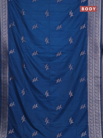 Peacock Blue Semi Soft Silk Saree