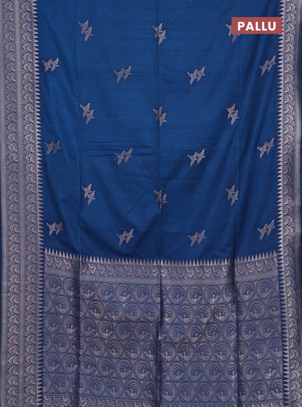 Peacock Blue Semi Soft Silk Saree