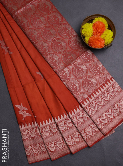 Rust Semi Soft Silk Saree