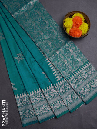 Teal Green Semi Soft Silk Saree