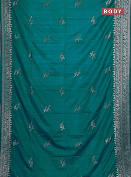 Teal Green Semi Soft Silk Saree