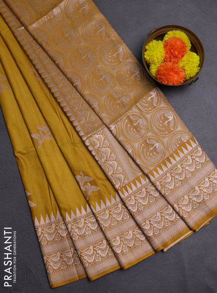 Mustard Yellow Semi Soft Silk Saree