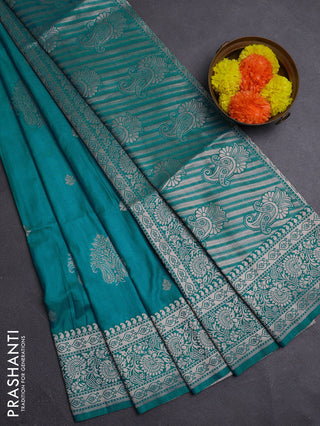 Teal Blue Semi Soft Silk Saree