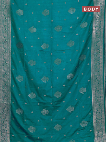 Teal Blue Semi Soft Silk Saree