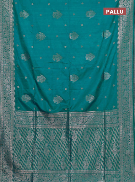 Teal Blue Semi Soft Silk Saree