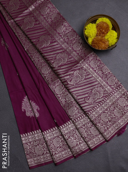 Wine Semi Soft Silk Saree